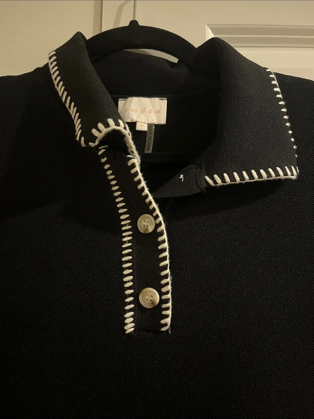 entro Black Sleeveless Mini Dress with White Stitch Trim - Picture 2 of 2